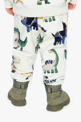 Baby Fleece Sweatpants Beige Dinosaur Print-3