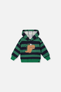 Baby Fleece Hoodie With Appliqué Blue Striped Green-0