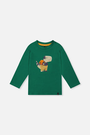 Long Sleeve Organic Cotton T-Shirt Green-0