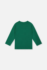 Long Sleeve Organic Cotton T-Shirt Green by Deux par Deux, back view