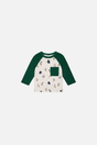 Baby Long Sleeve Raglan T-Shirt Beige Dinosaur Print-0