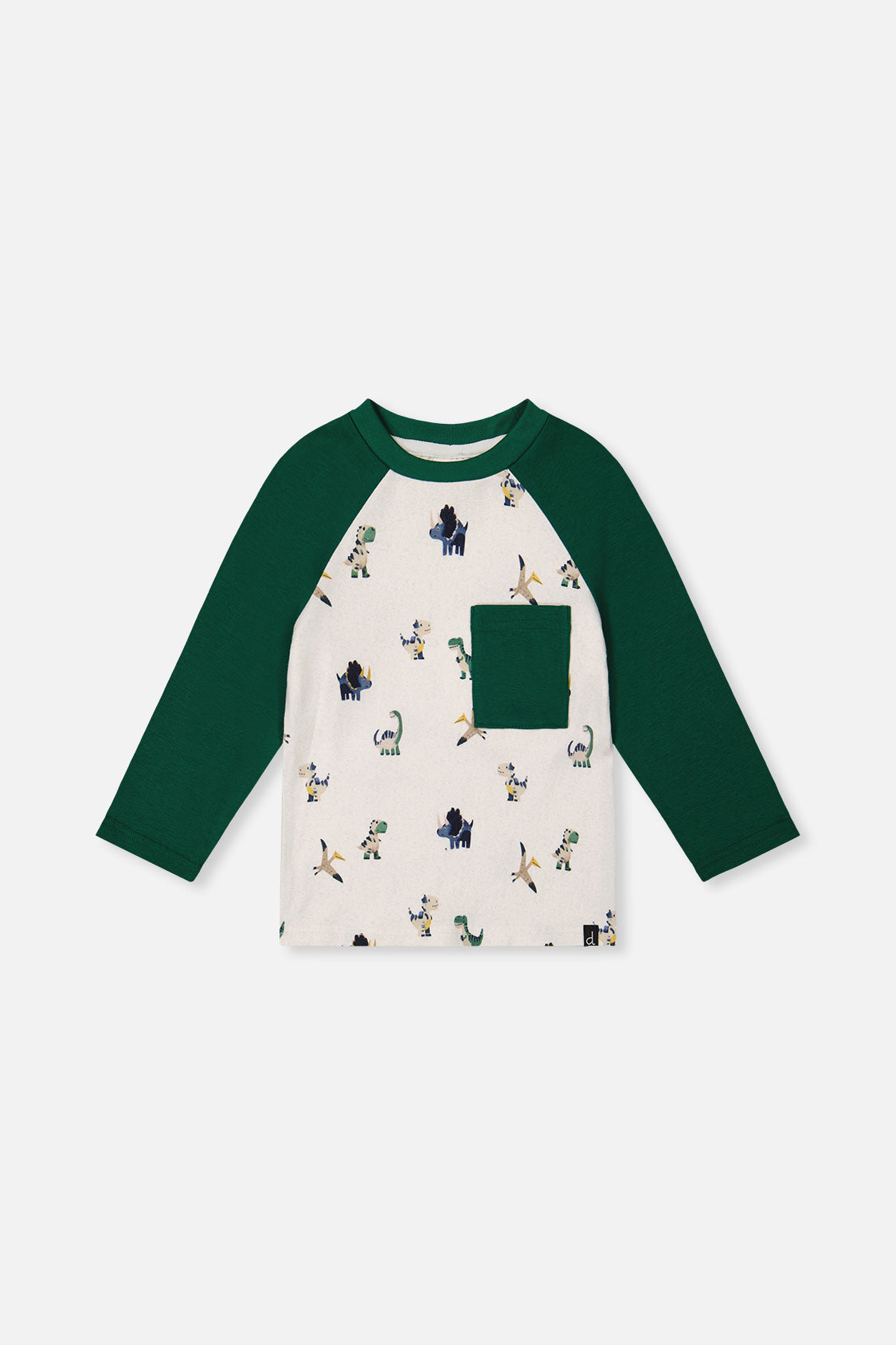 Long Sleeve Raglan T-Shirt Beige Dinosaur Print-0