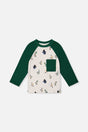 Long Sleeve Raglan T-Shirt Beige Dinosaur Print-0