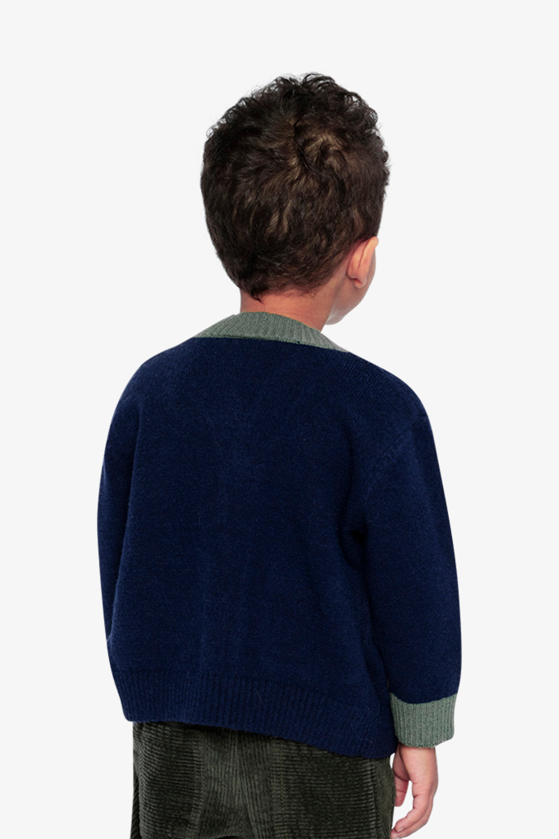 Deux par Deux Knit Cardigan With Dino Dark Blue, Green And Yellow
