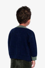 Deux par Deux Knit Cardigan With Dino Dark Blue, Green And Yellow
