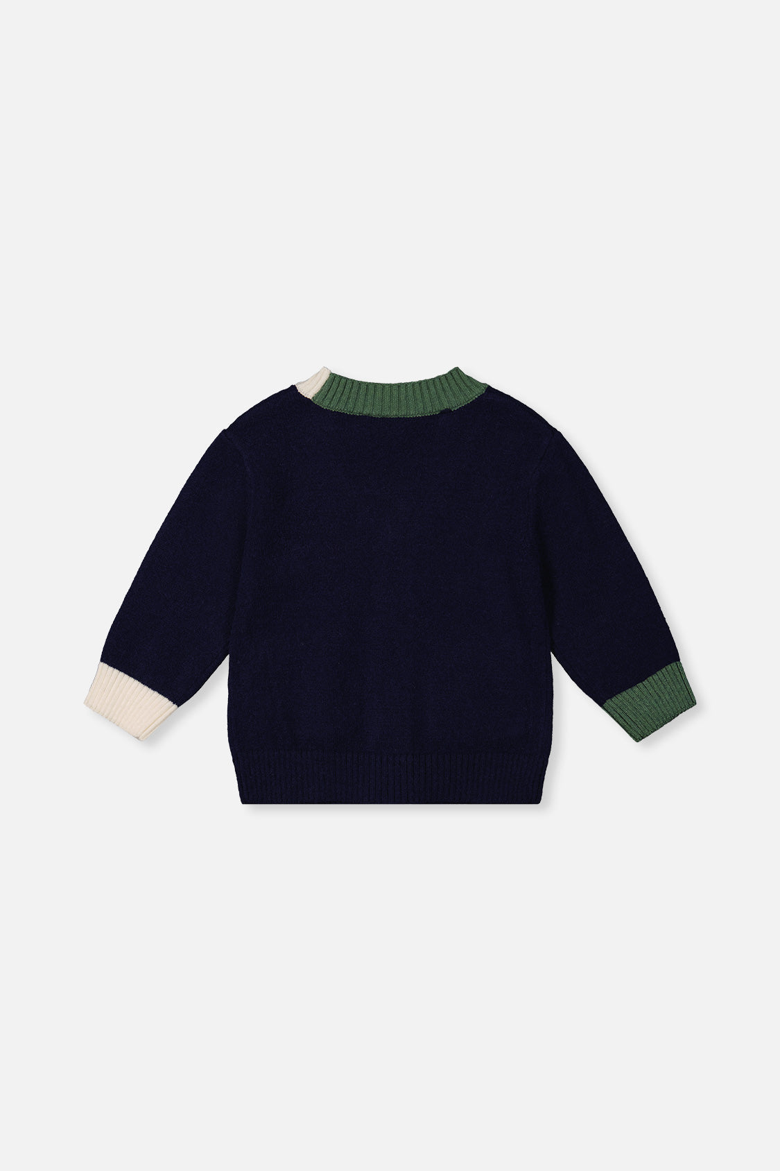 Deux par Deux Knit Cardigan With Dino Dark Blue, Green And Yellow