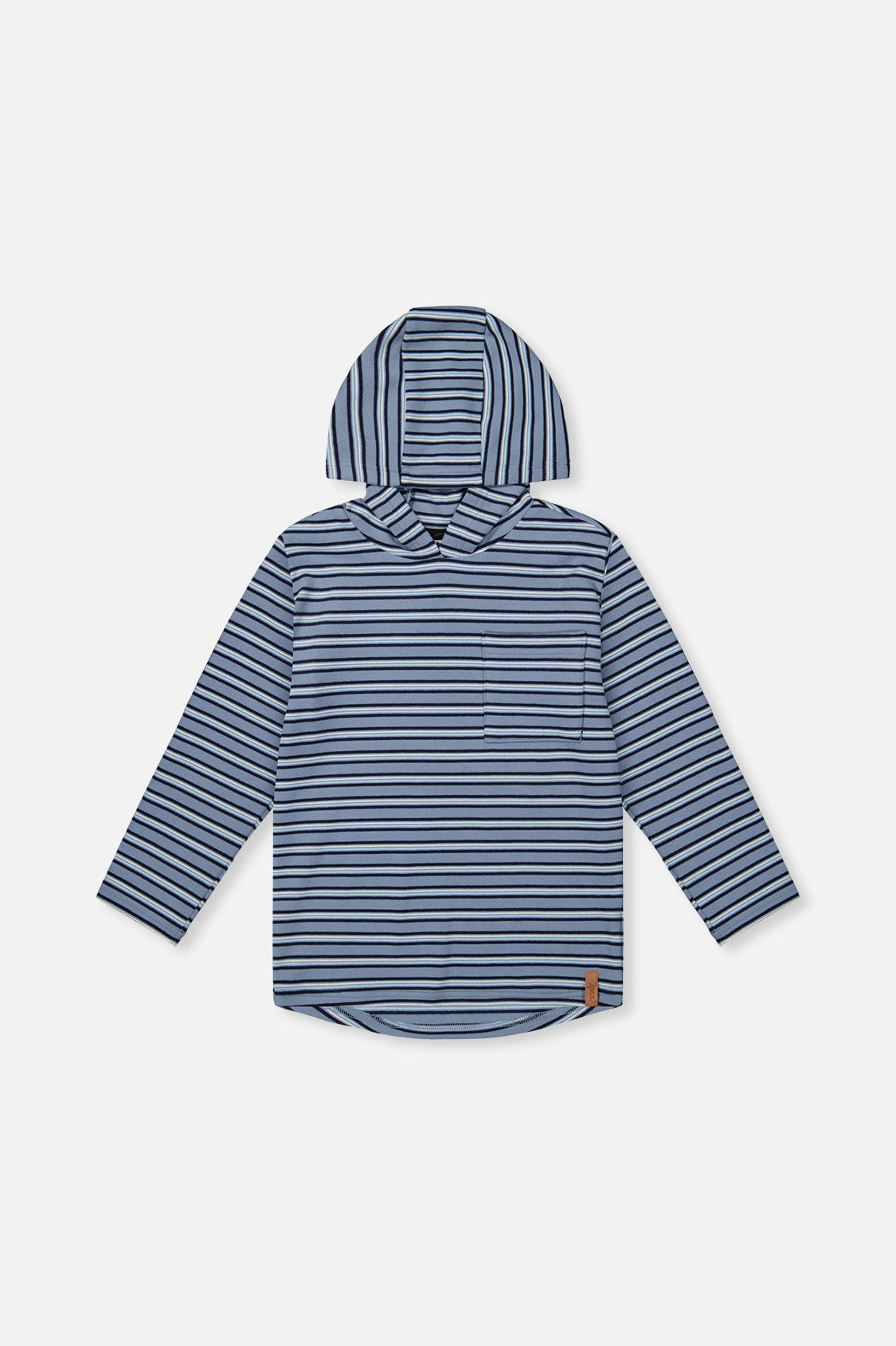 Striped Brushed Jersey Hooded T-Shirt Blue And White-0
