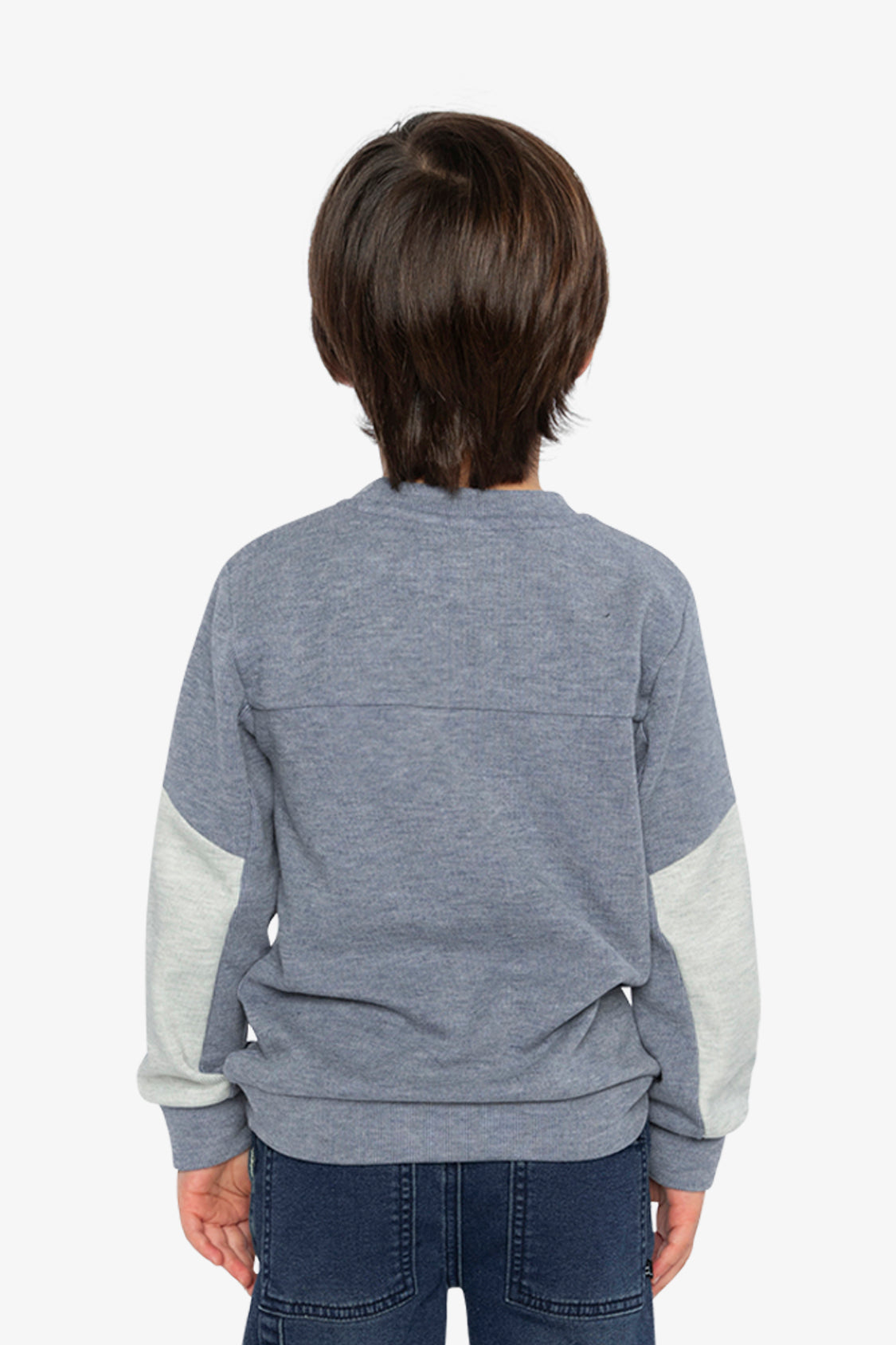 Colorblock Brushed Jersey Top With Chest Pocket Blue-Grey-3