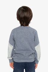 Colorblock Brushed Jersey Top With Chest Pocket Blue-Grey-3