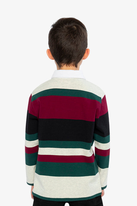 Polo Top Blue Striped Red, Green And Grey-3
