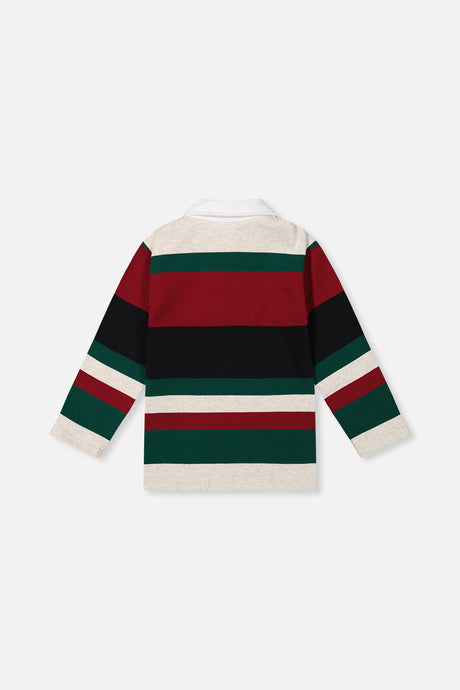 Deux par Deux Polo Top Blue Striped Red, Green And Grey product image P2