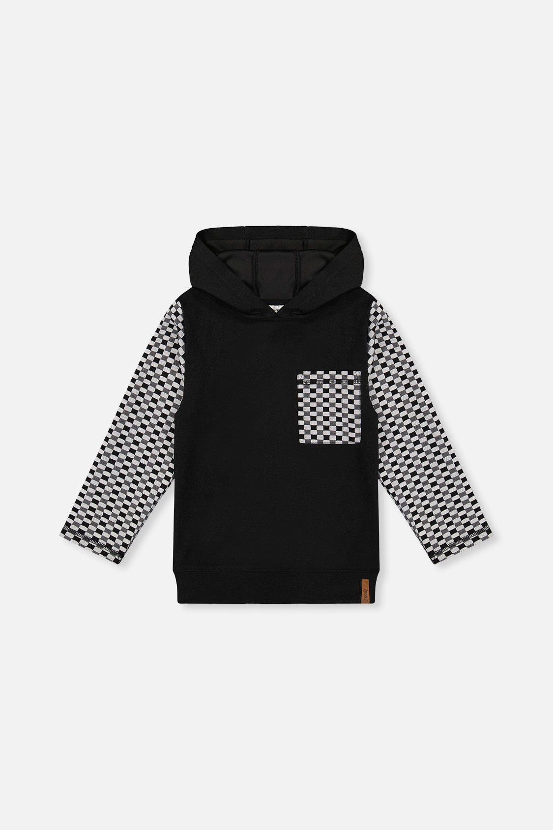 Colorblock Hooded Top With Chest Pocket Black And White-0