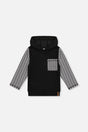 Colorblock Hooded Top With Chest Pocket Black And White-0