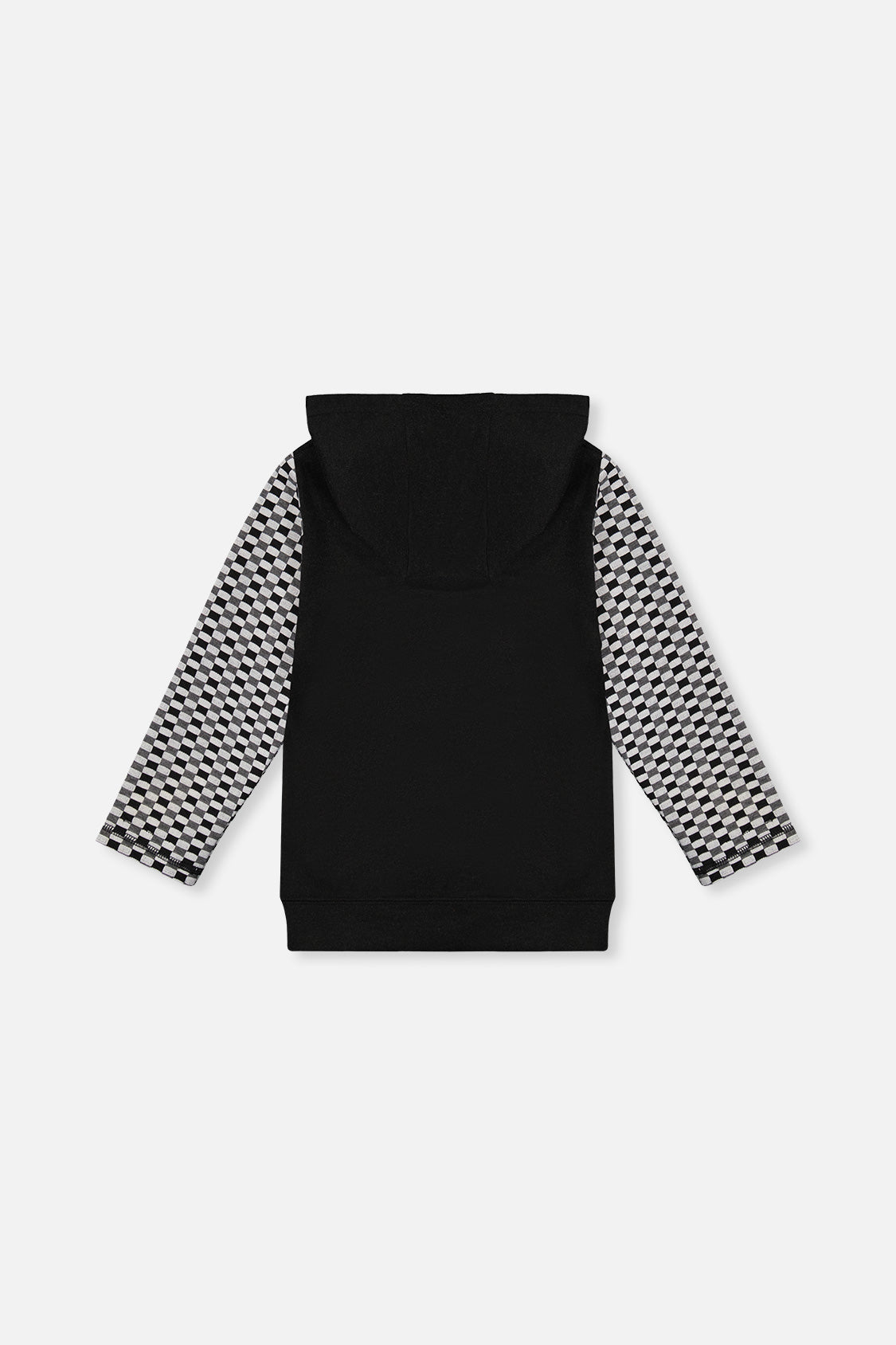 Deux par Deux Colorblock Hooded Top With Chest Pocket Black And White