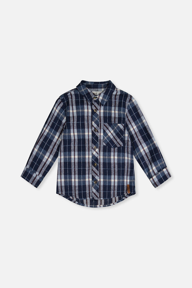 Flannel Shirt Blue And White Plaid-0