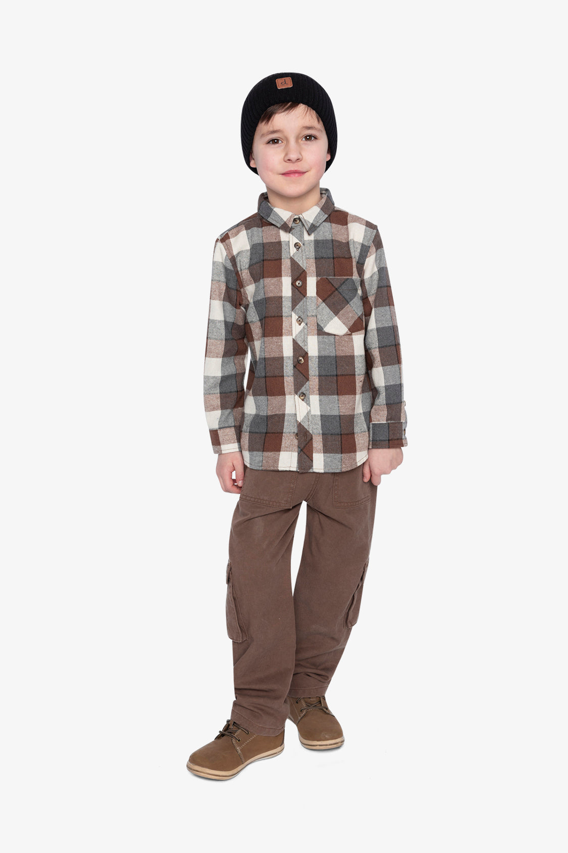 Flannel Shirt Grey And Beige Plaid-4