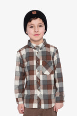 Flannel Shirt Grey And Beige Plaid-1