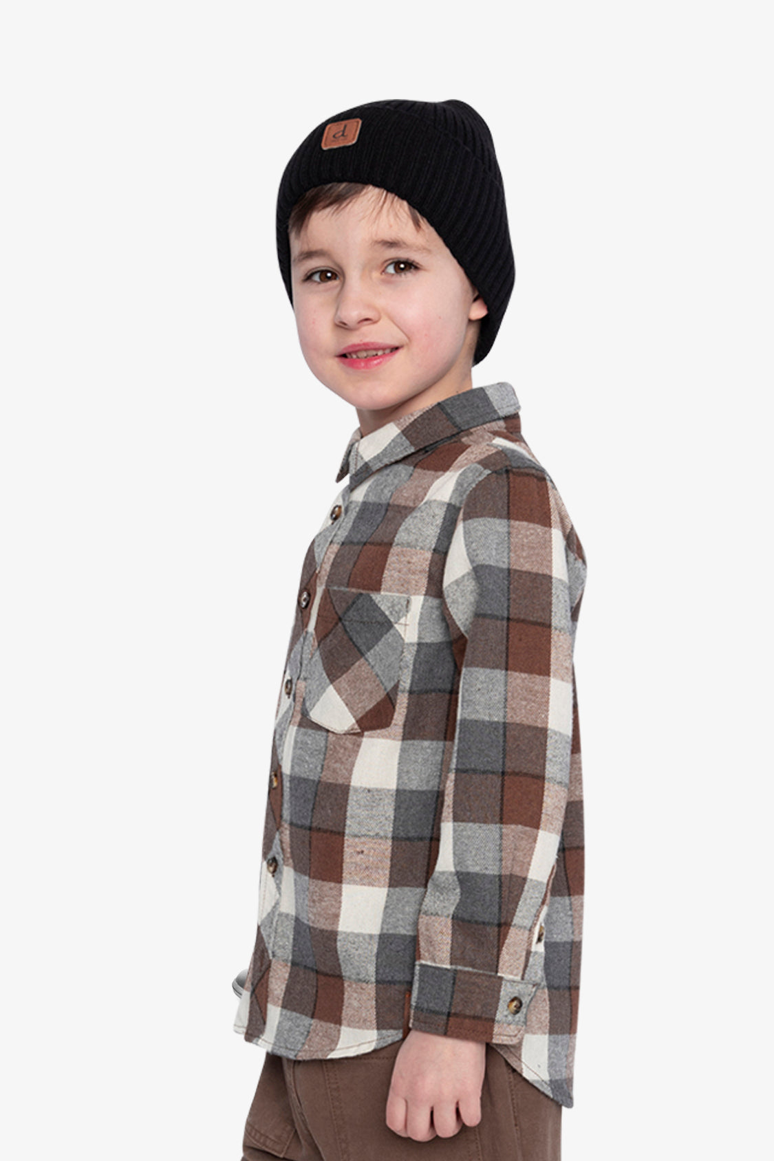 Flannel Shirt Grey And Beige Plaid-2