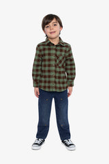 Brushed Flannel Shirt Green And Brown Plaid-4
