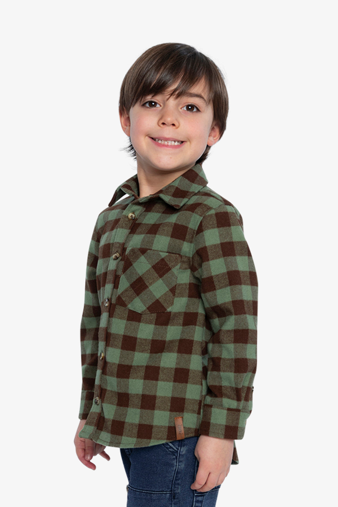 Brushed Flannel Shirt Green And Brown Plaid-2