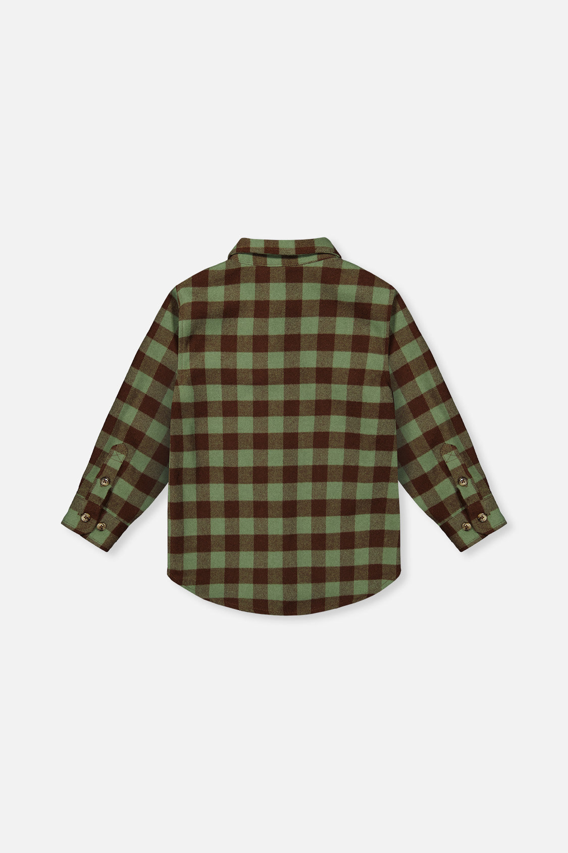 Deux par Deux Brushed Flannel Shirt Green And Brown Plaid product image P2