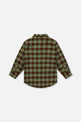 Deux par Deux Brushed Flannel Shirt Green And Brown Plaid product image P2