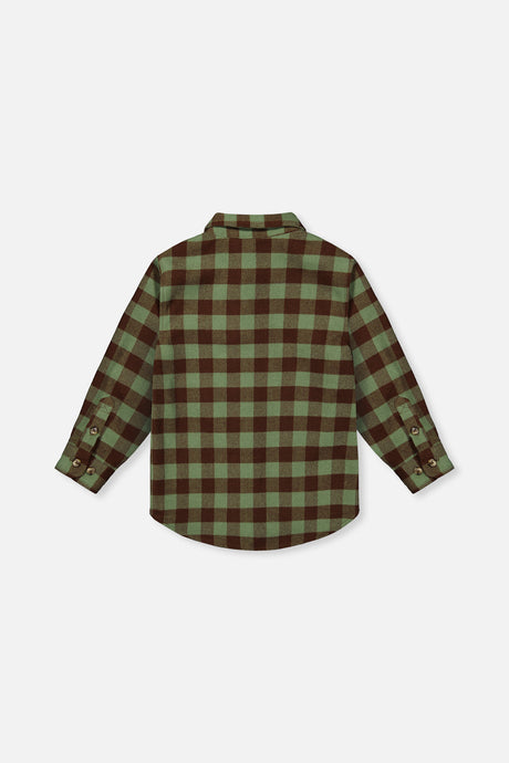 Deux par Deux Brushed Flannel Shirt Green And Brown Plaid product image P2