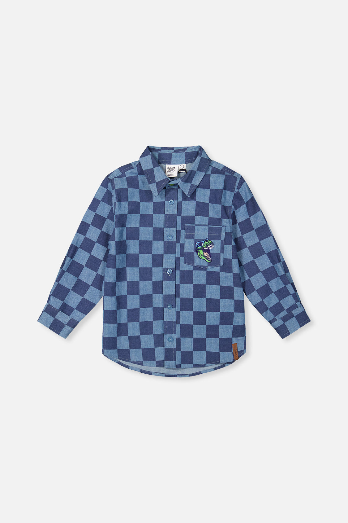 Chambray Shirt Blue Checkered Print-0