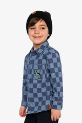 Chambray Shirt Blue Checkered Print-2