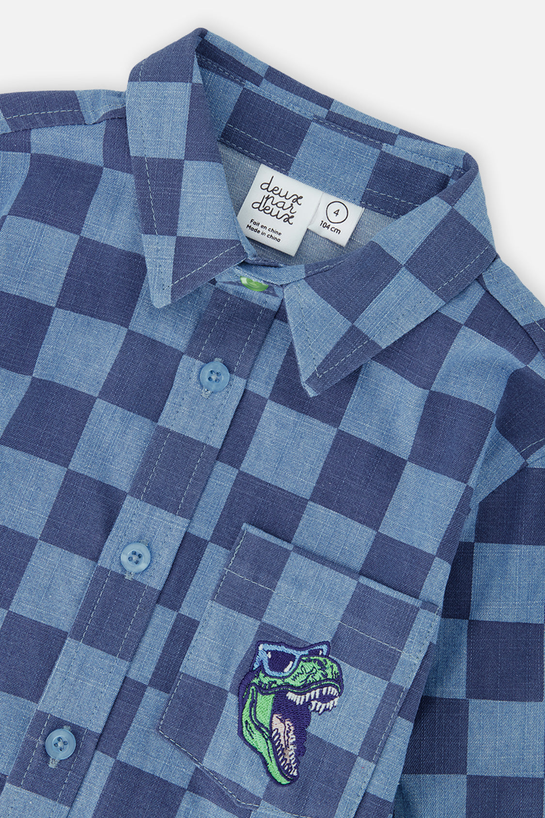 Deux par Deux Chambray Shirt Blue Checkered Print