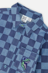 Deux par Deux Chambray Shirt Blue Checkered Print