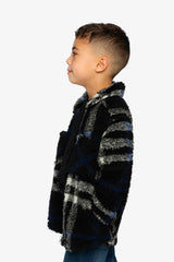 Zipped Overshirt Black And Blue Plaid-2