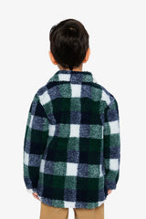 Zipped Overshirt Blue And Green Checks-3