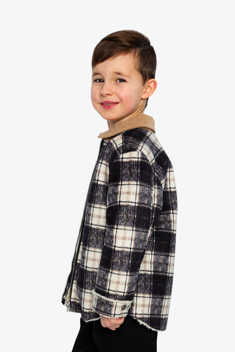 Brushed Plaid Zipped Jacket Blue And Beige Checks-2