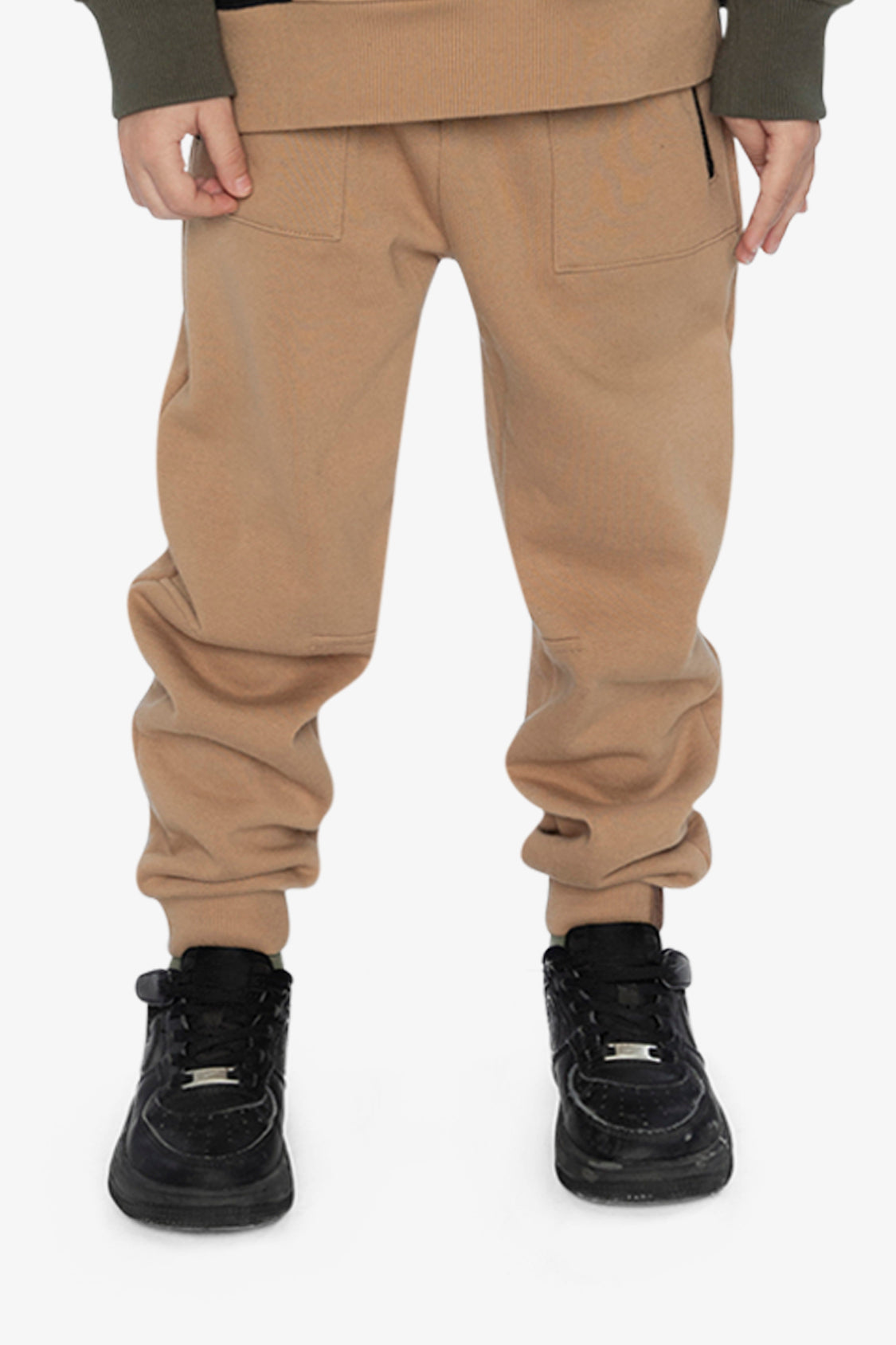 Fleece Sweatpants With Pockets Brown Tannin-1
