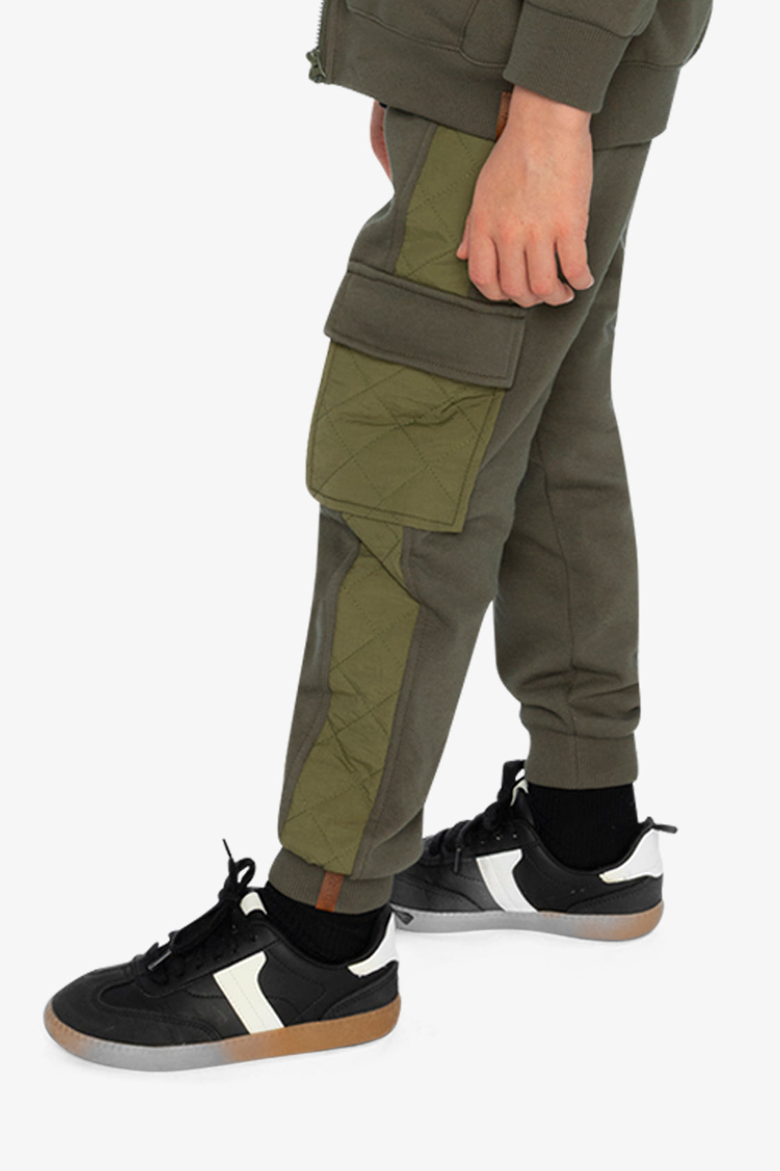 Deux par Deux Fleece Bi-Material Sweatpants With Pockets Green