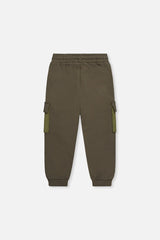Fleece Bi-Material Sweatpants With Pockets Green-3