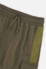 Deux par Deux Fleece Bi-Material Sweatpants With Pockets Green