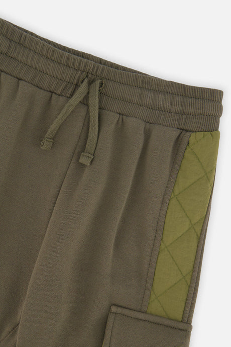 Deux par Deux Fleece Bi-Material Sweatpants With Pockets Green