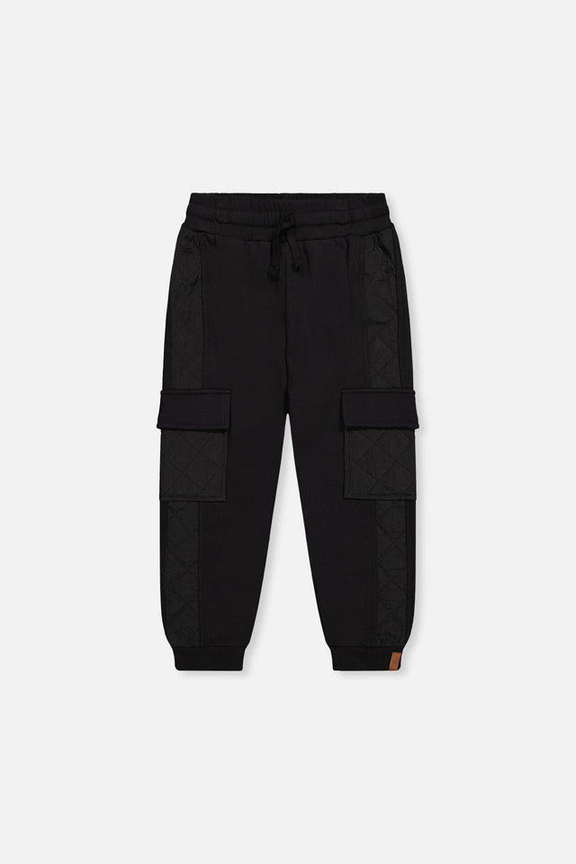 Fleece Bi-Material Sweatpants With Pockets Black-0