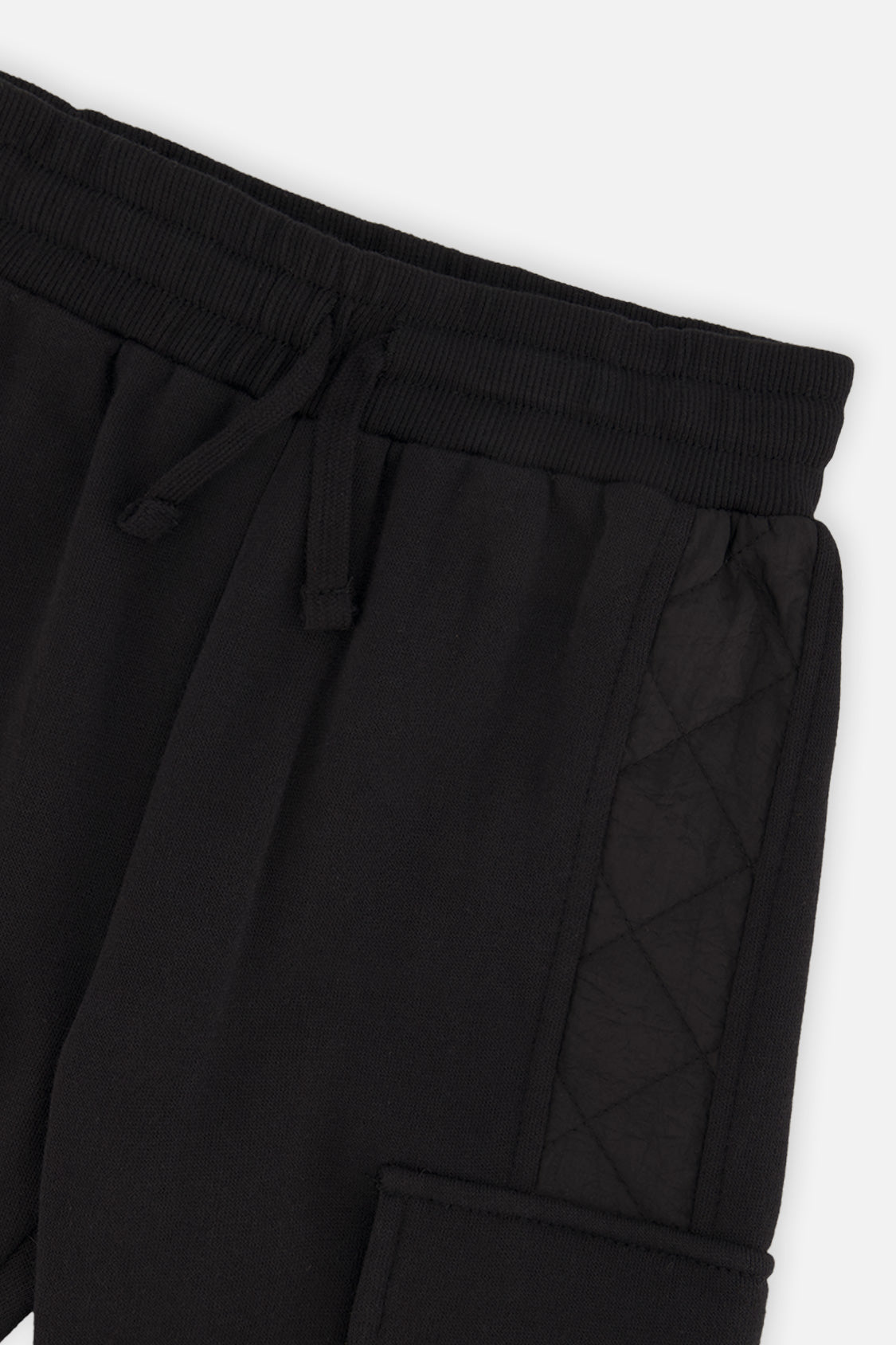 Deux par Deux Fleece Bi-Material Sweatpants With Pockets Black