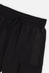 Deux par Deux Fleece Bi-Material Sweatpants With Pockets Black
