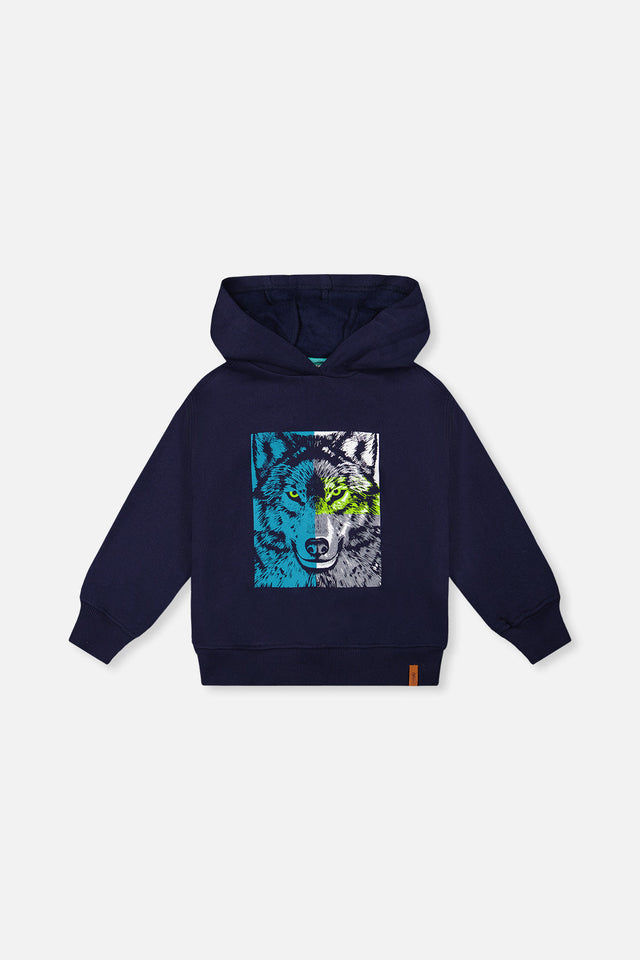 Fleece Hooded Sweatshirt Dark Blue-0