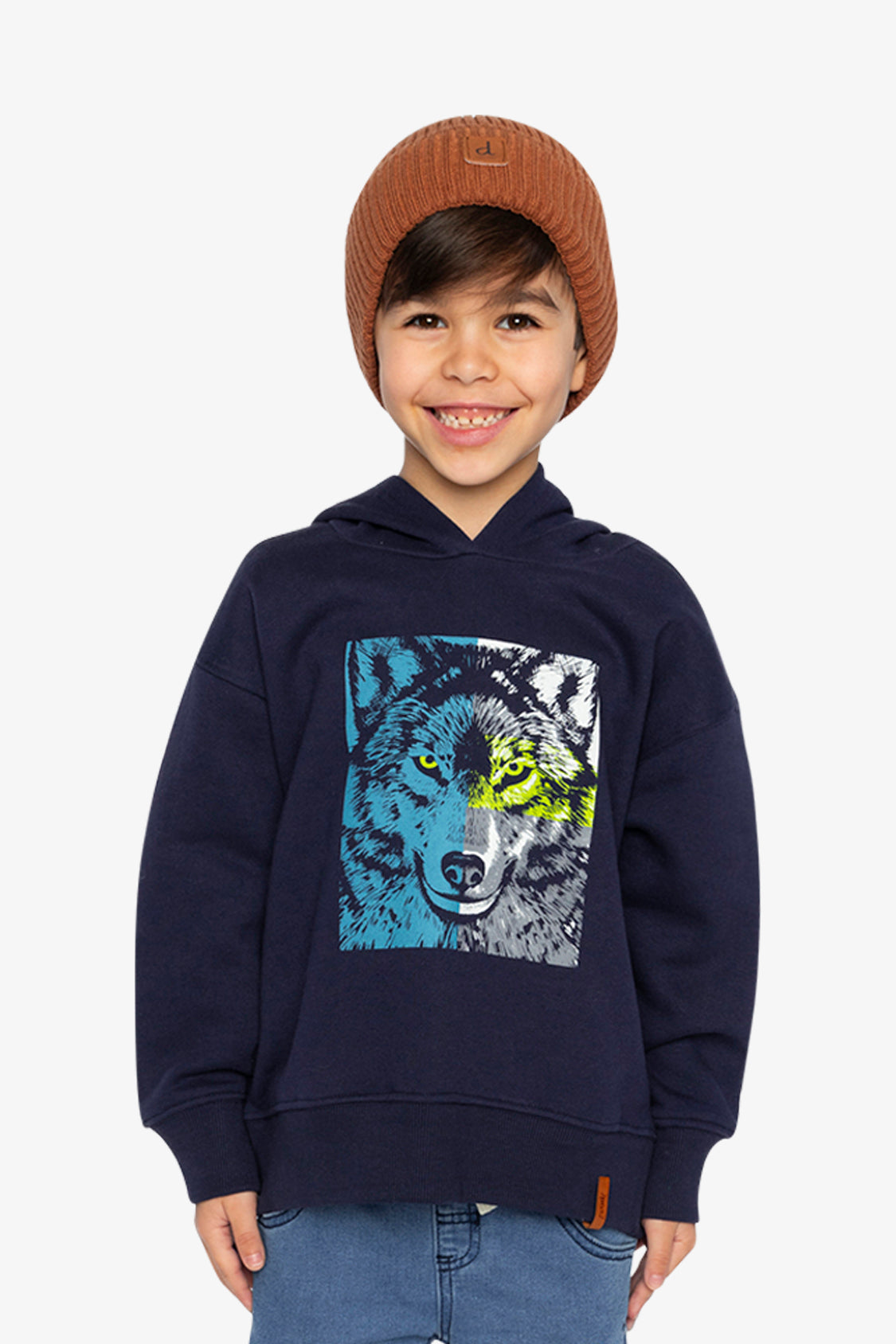 Fleece Hooded Sweatshirt Dark Blue-2
