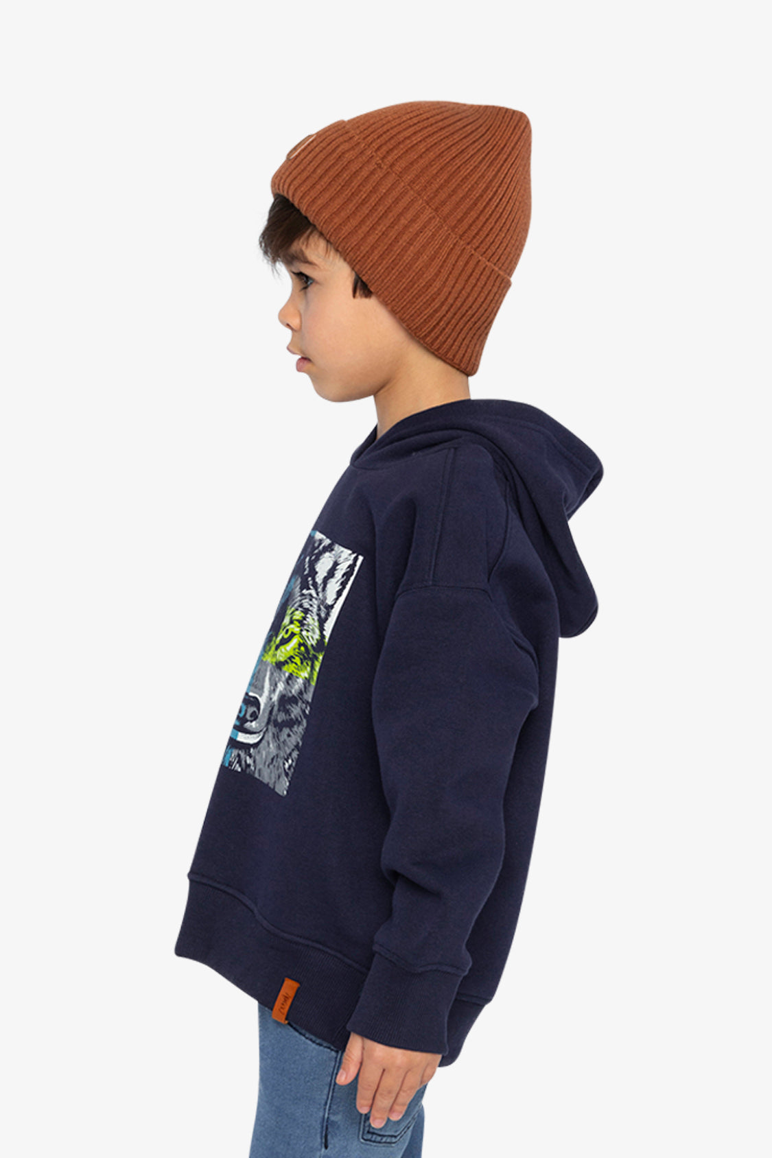 Deux par Deux Fleece Hooded Sweatshirt Dark Blue