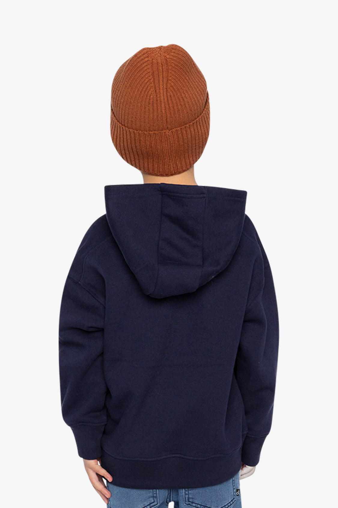 Fleece Hooded Sweatshirt Dark Blue-4