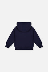 Fleece Hooded Sweatshirt Dark Blue-3