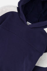 Deux par Deux Hooded Striped Fleece Cardigan Dark Blue And Beige