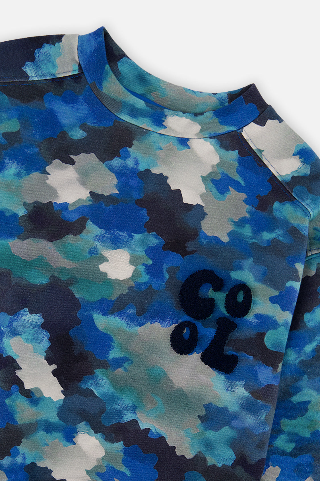 Deux par Deux Fleece Sweatshirt Blue And Grey Camouflage