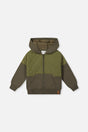Full Zip Hooded Bi-Material Cardigan Green-0